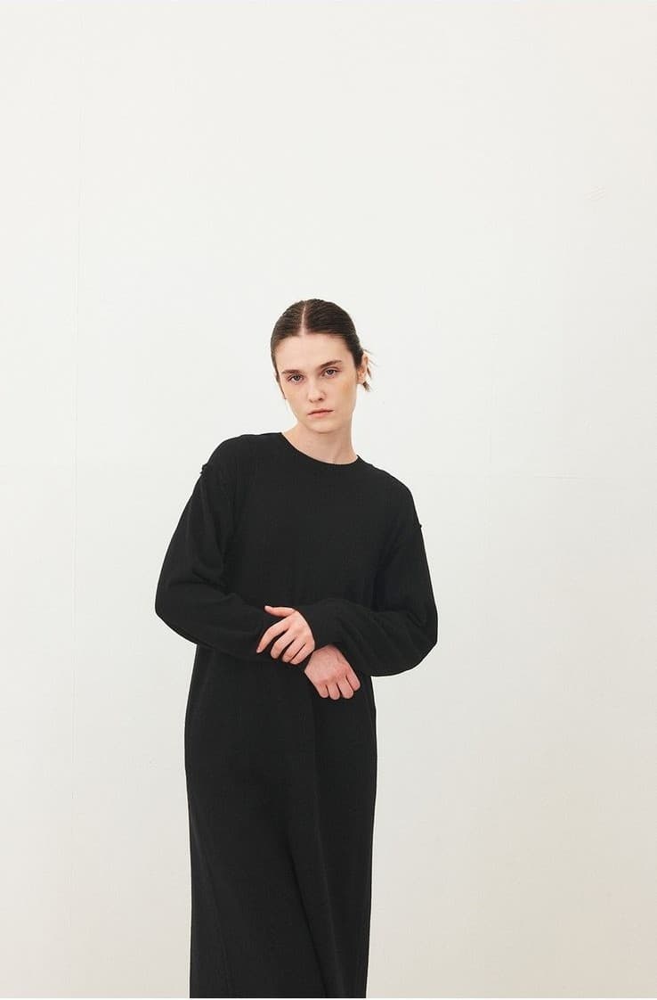TFF CASHMERE LAYERD KNIT DRESS_BLACK — vue 4