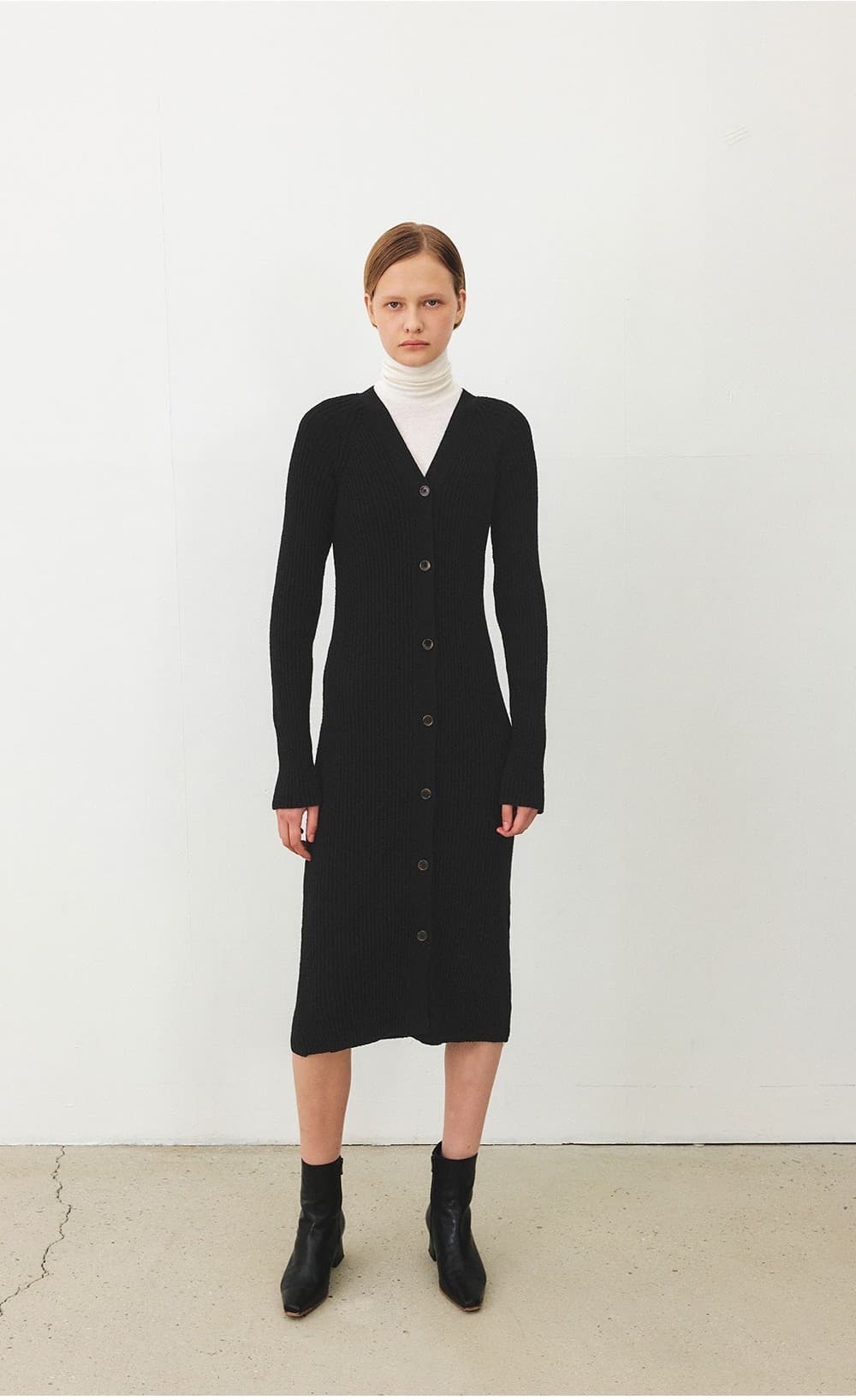 TFF BOUCLE BUTTON KNIT DRESS_BLACK — vue 8