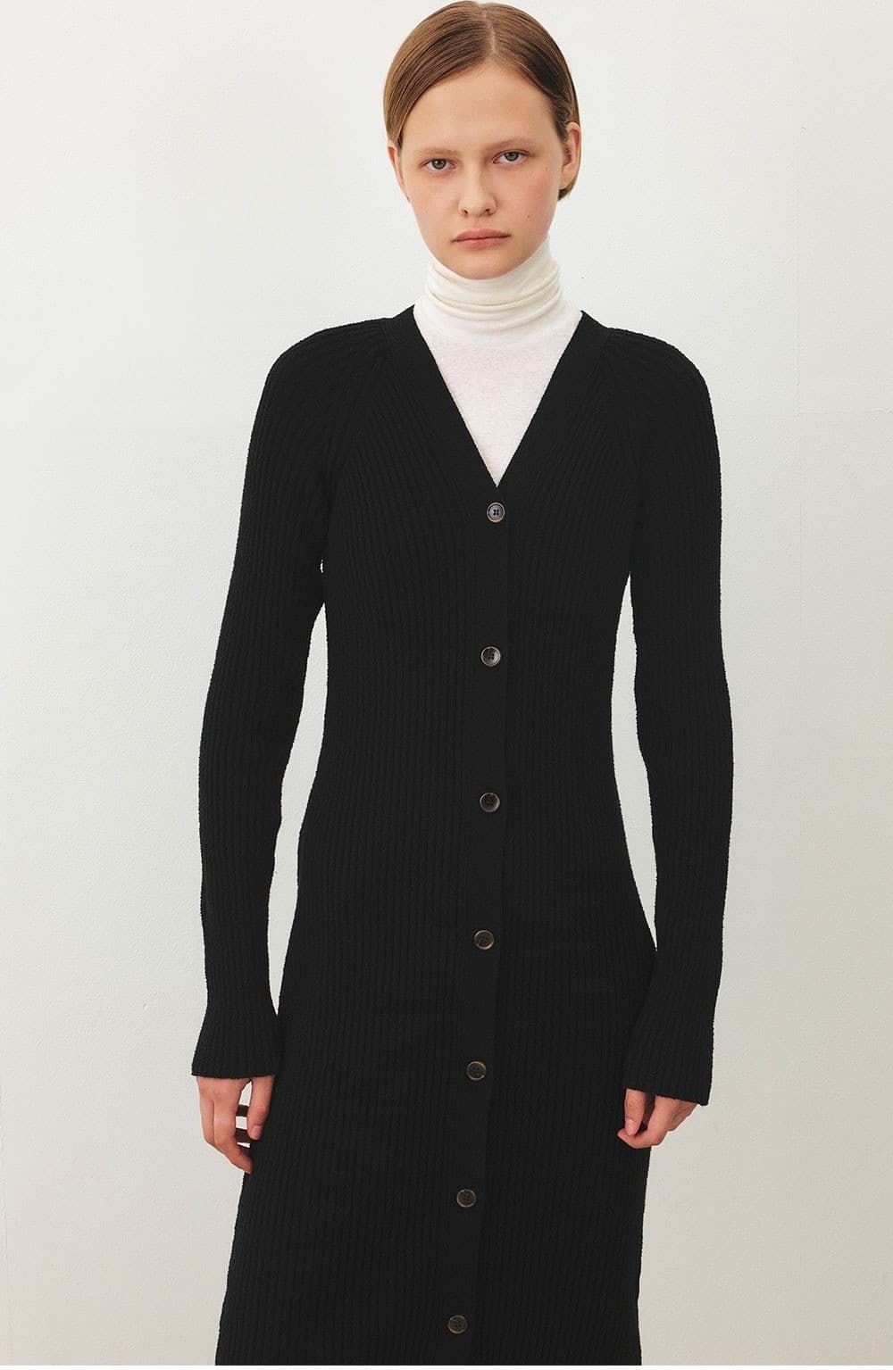 TFF BOUCLE BUTTON KNIT DRESS_BLACK — vue 9