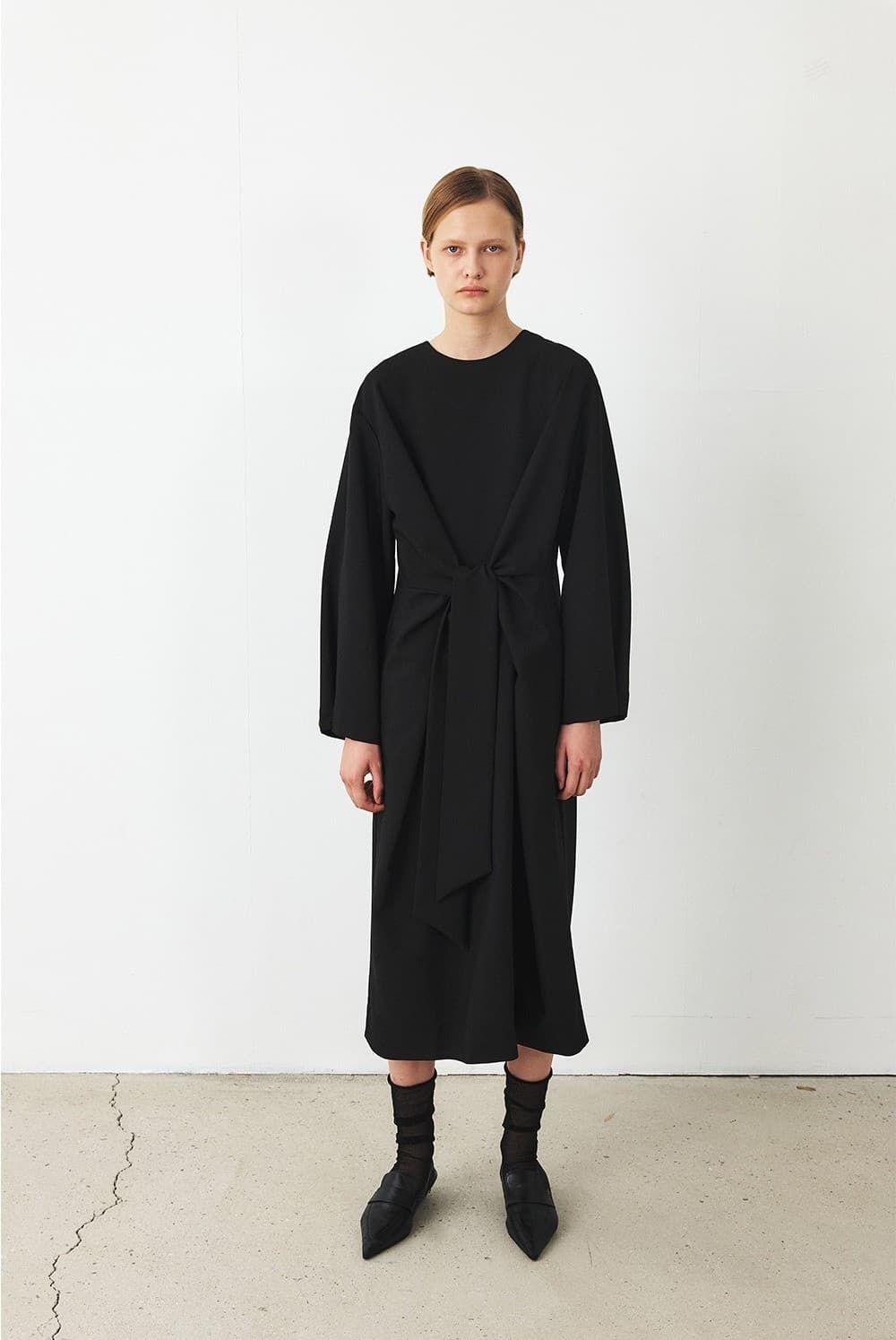 TFF DRAPED TIE DRESS_BLACK — vue 7
