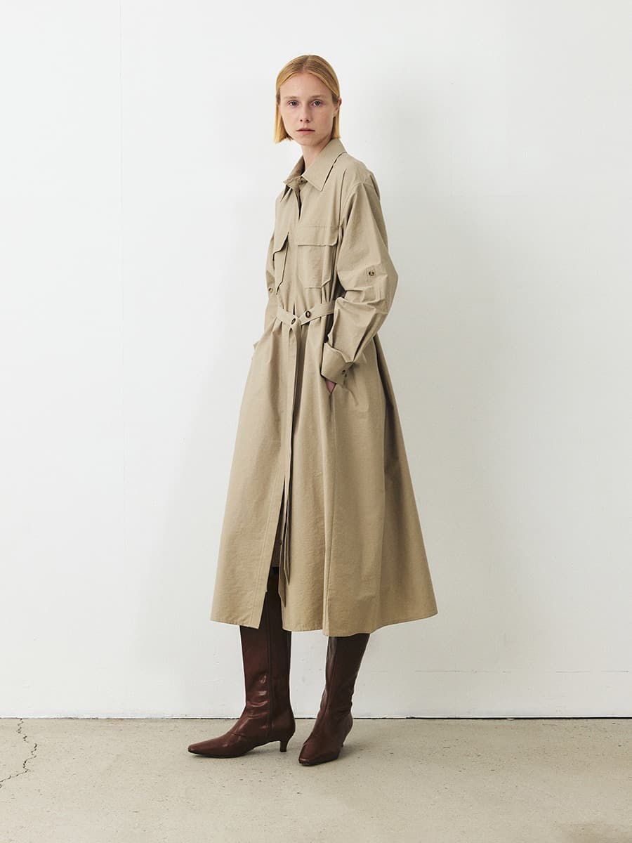 TFF BELTED SHIRT DRESS_L-KHAKI — vue 2
