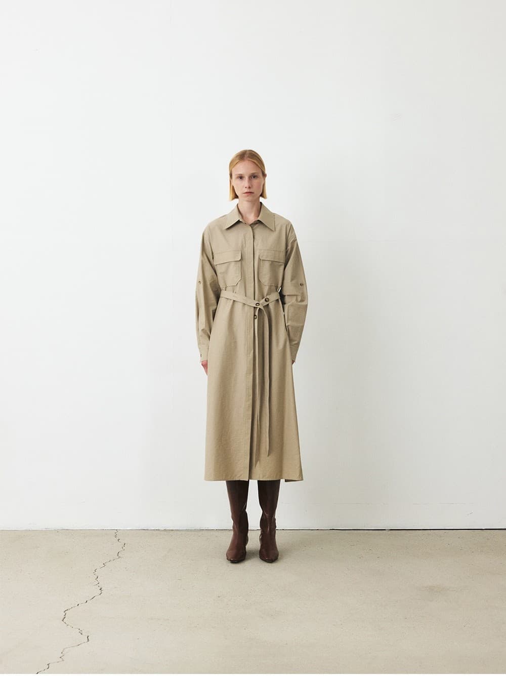 TFF BELTED SHIRT DRESS_L-KHAKI — vue 5