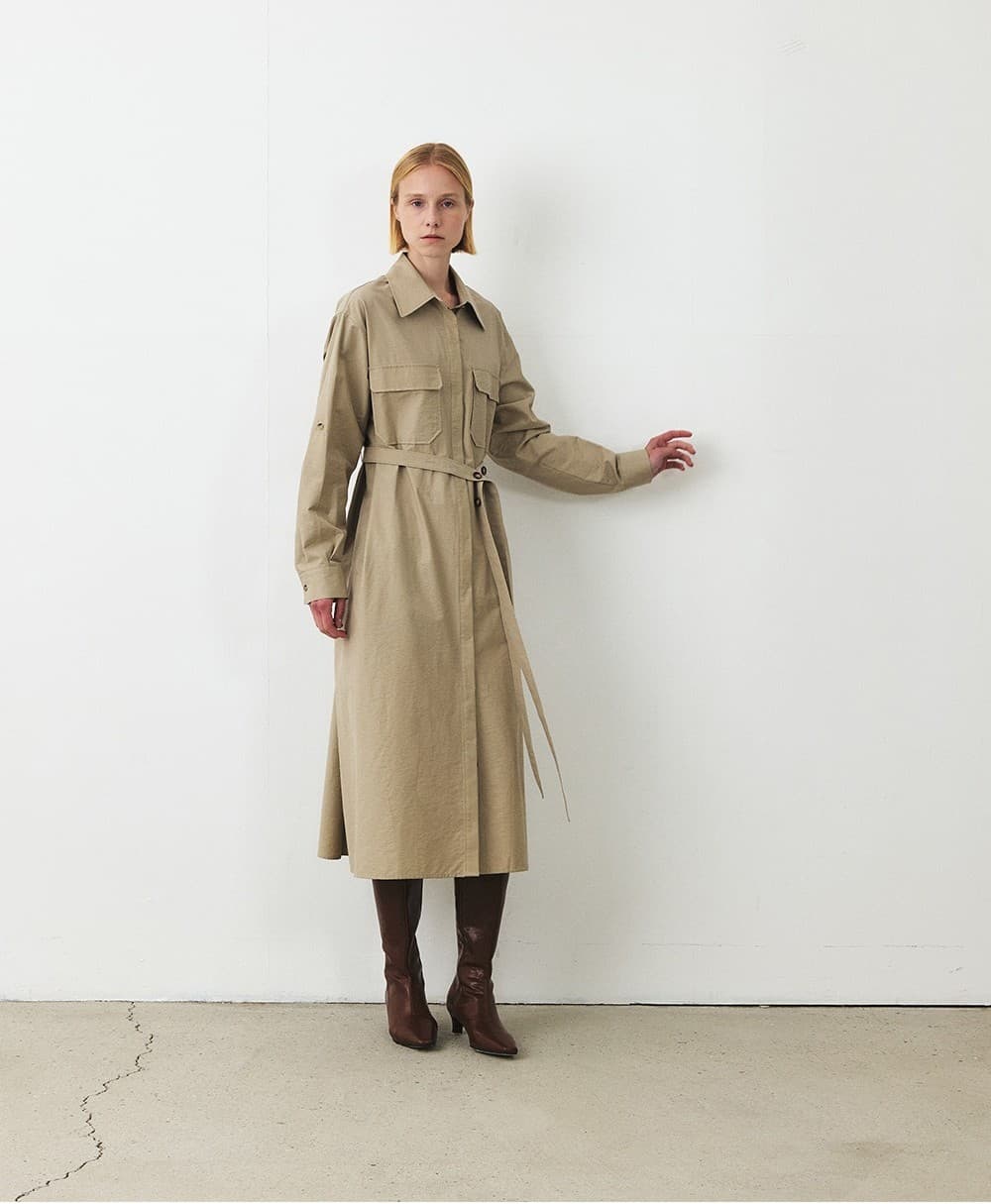 TFF BELTED SHIRT DRESS_L-KHAKI — vue 8