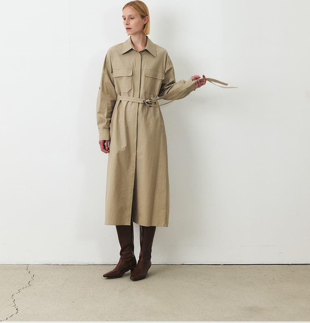 TFF BELTED SHIRT DRESS_L-KHAKI — vue 9