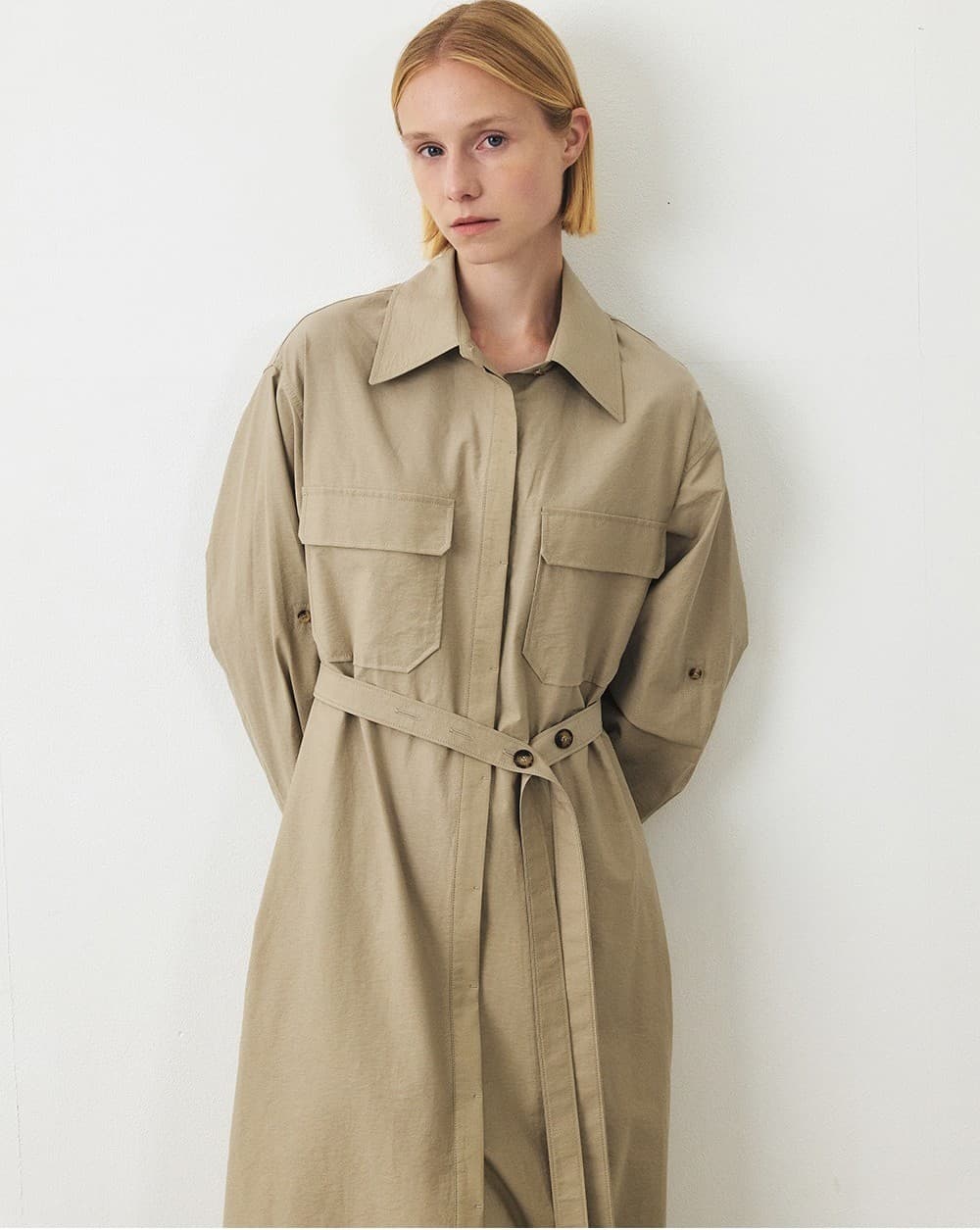 TFF BELTED SHIRT DRESS_L-KHAKI — vue 10