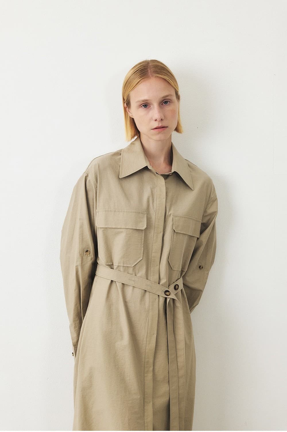 TFF BELTED SHIRT DRESS_L-KHAKI — vue 11