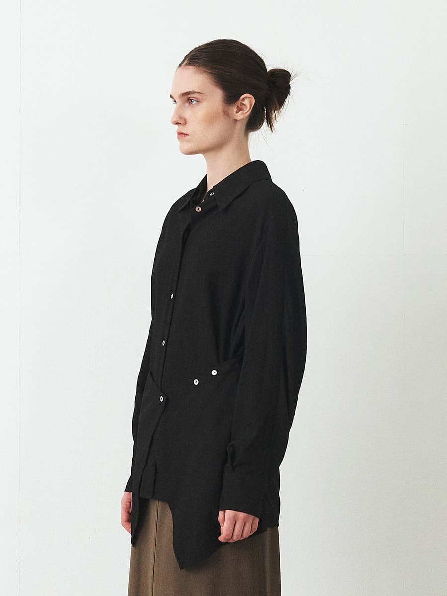 TFF WRAP LAYERED SHIRT_BLACK — vue 2