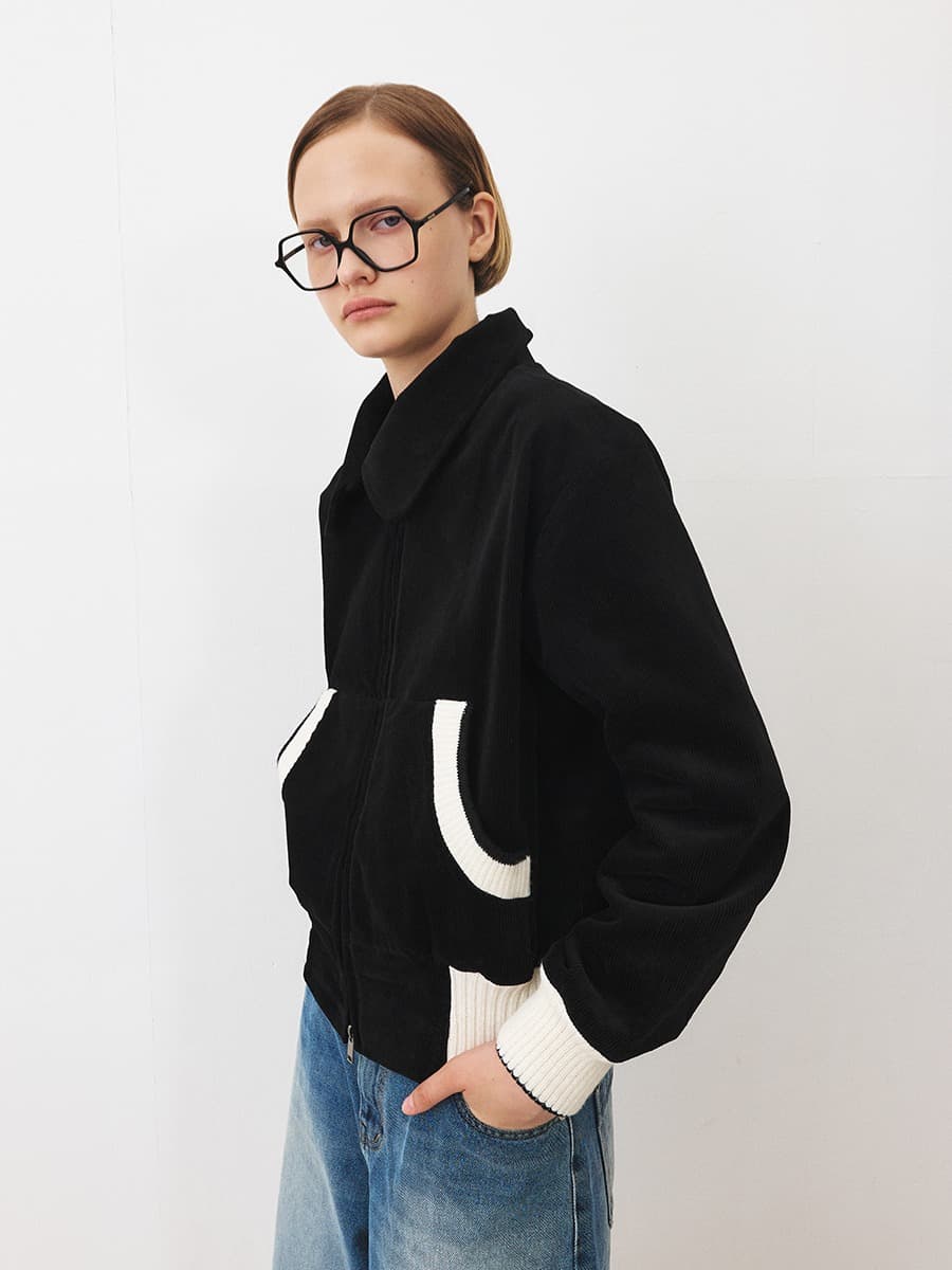 TFF CORDUROY BLOUSON JUMPER_BLACK — vue 3