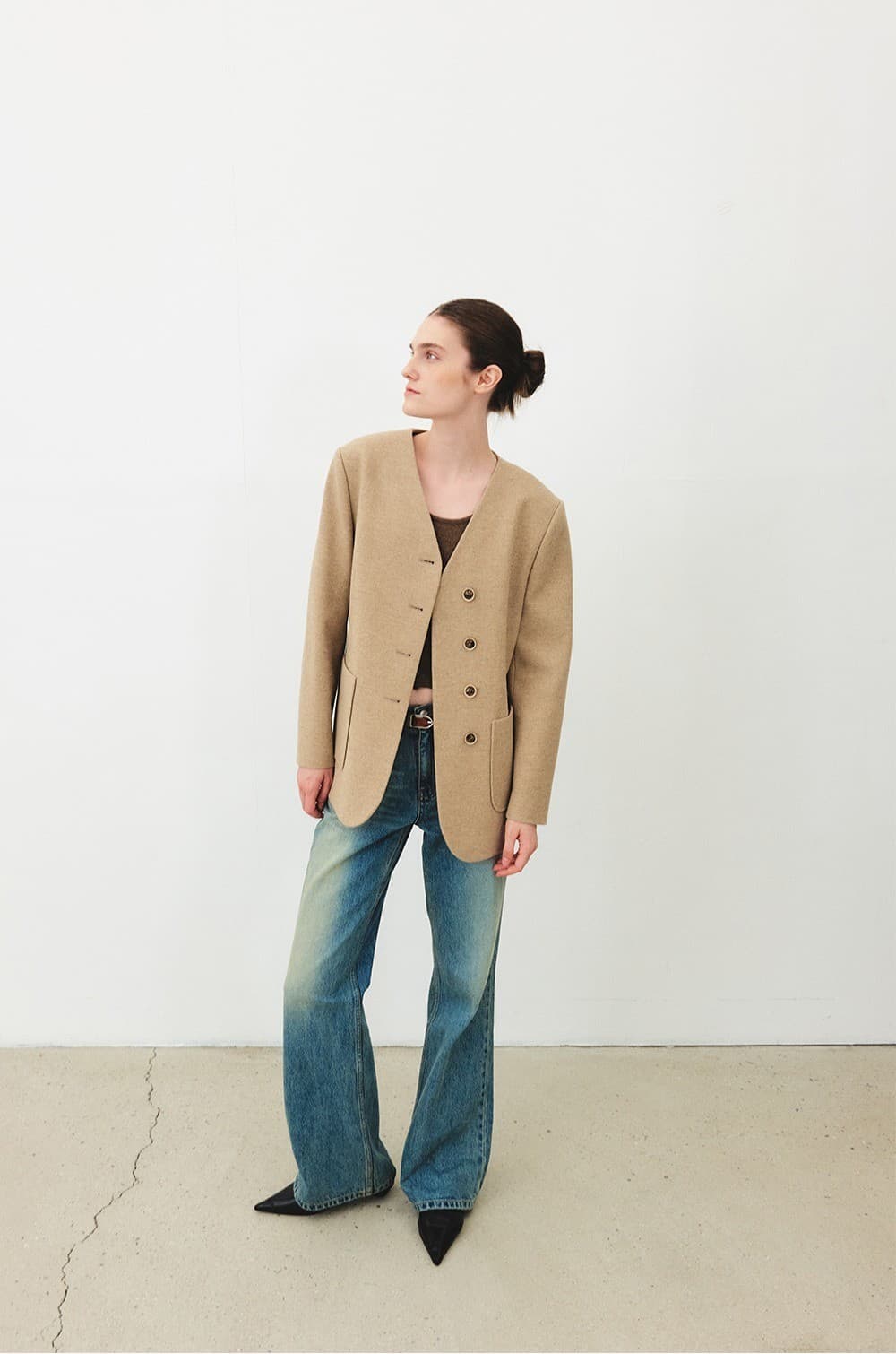 TFF COLLARLESS WOOL BLAZER_BEIGE — vue 7
