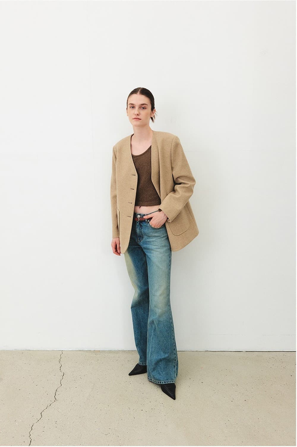 TFF COLLARLESS WOOL BLAZER_BEIGE — vue 8