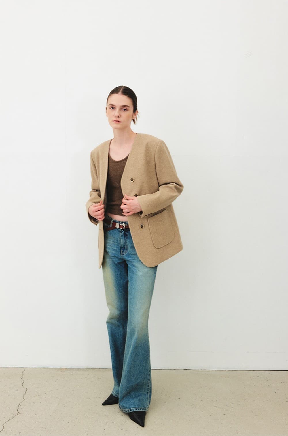 TFF COLLARLESS WOOL BLAZER_BEIGE — vue 9
