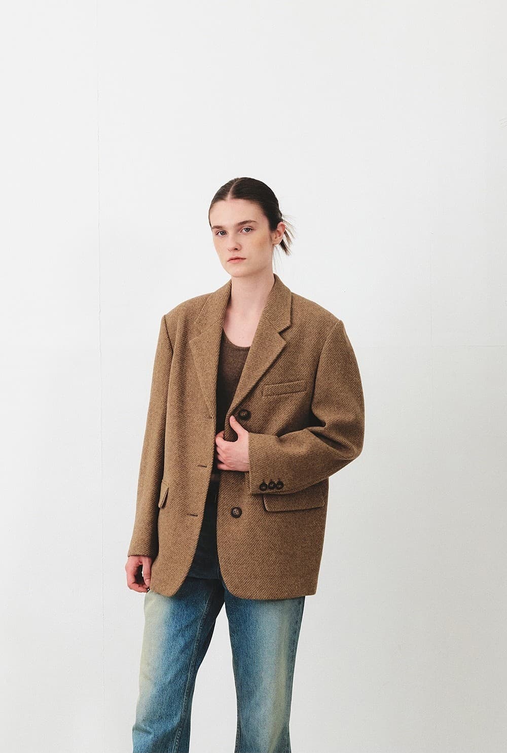 TFF OVERFIT WOOL TWILL BLAZER_BROWN TWILL — vue 7