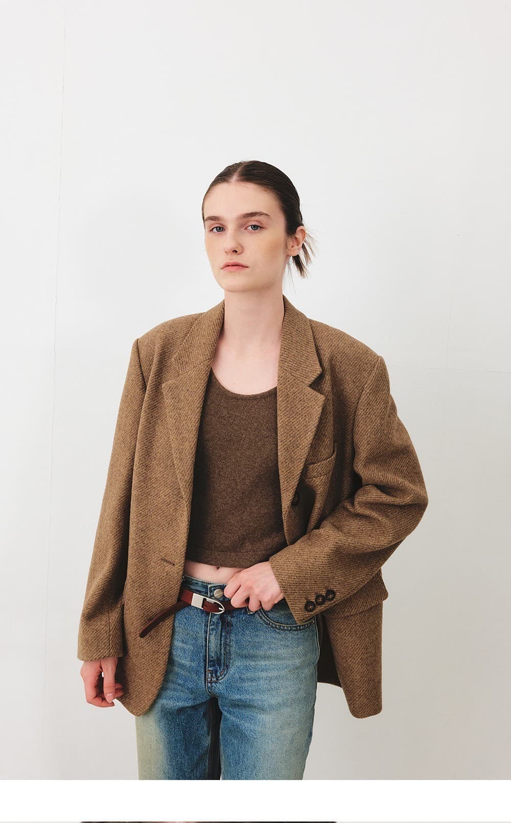 TFF OVERFIT WOOL TWILL BLAZER_BROWN TWILL — vue 9