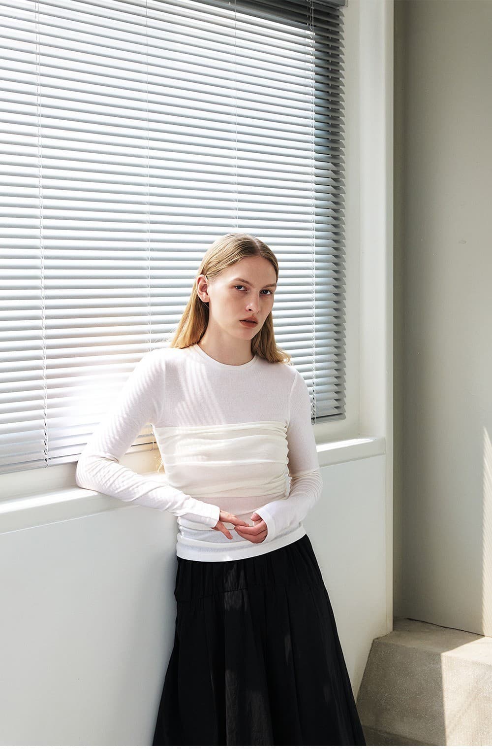 TFF SHIRRED TUBE LAYERED TOP_IVORY — vue 5
