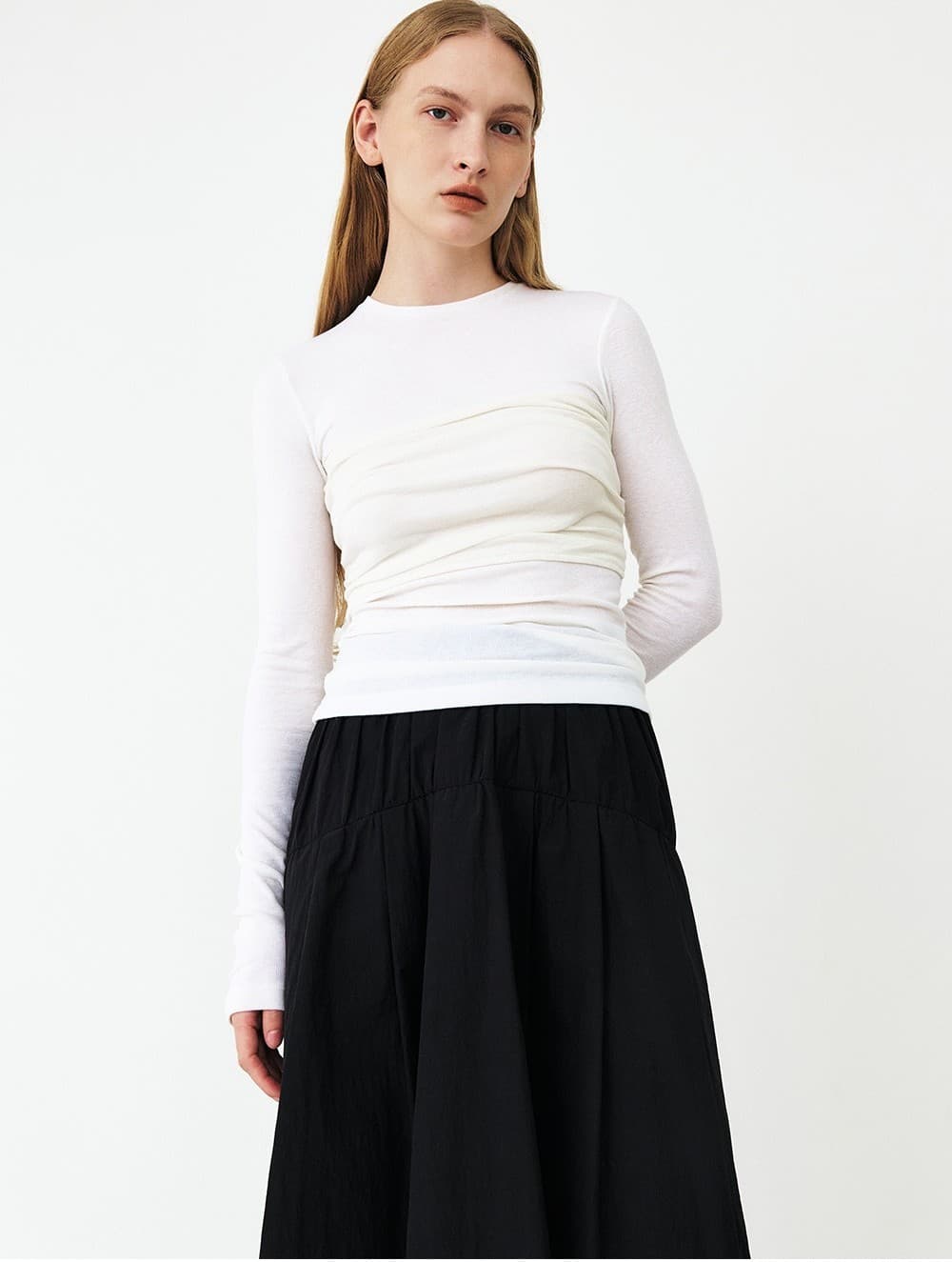 TFF SHIRRED TUBE LAYERED TOP_IVORY — vue 8