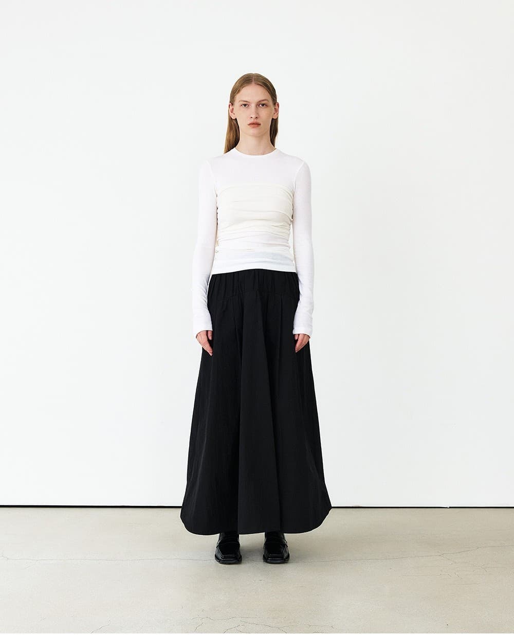 TFF SHIRRED TUBE LAYERED TOP_IVORY — vue 9
