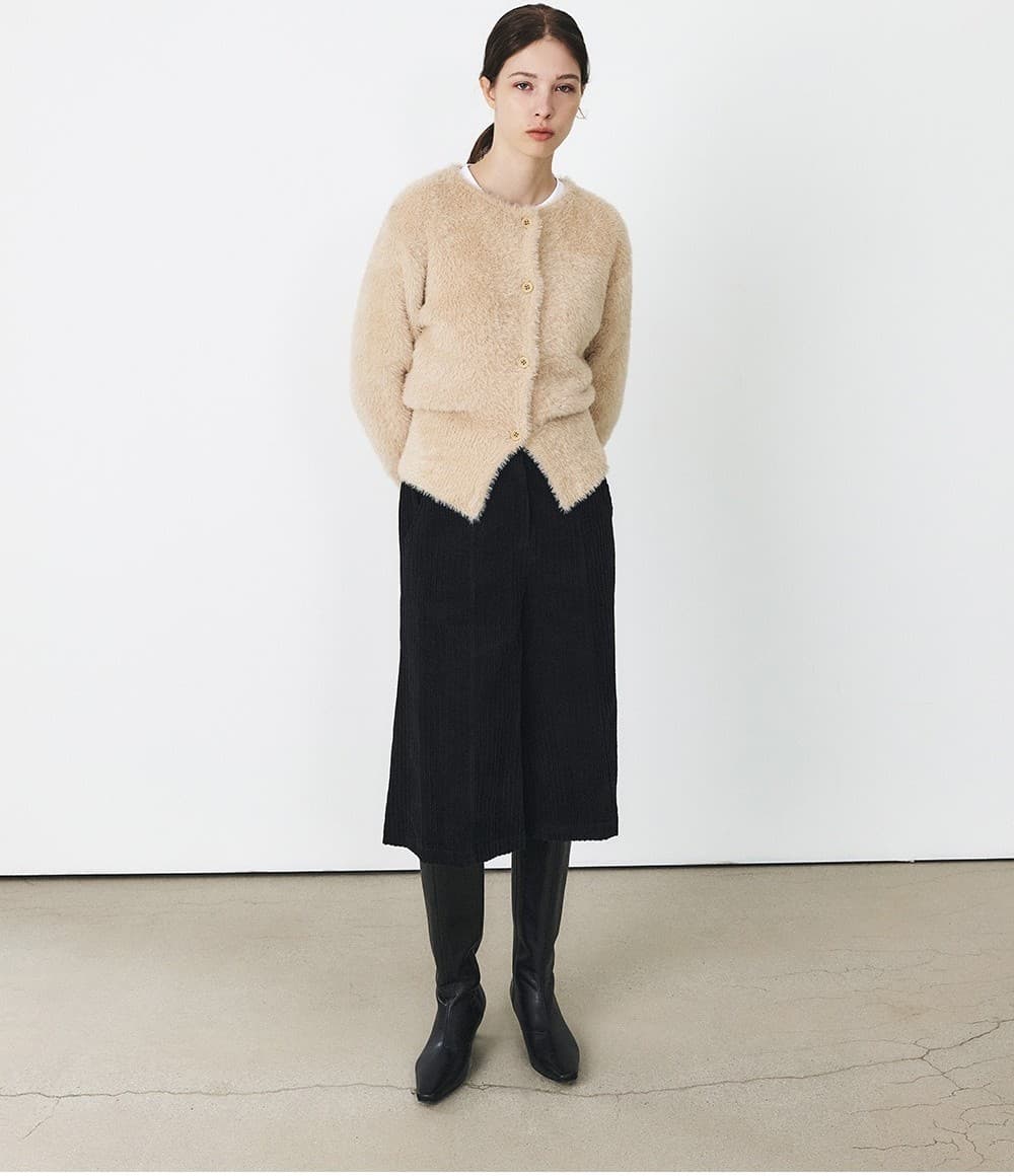 TFF FLUFFY ROUND NECK KNIT CARDIGAN_BEIGE — vue 7