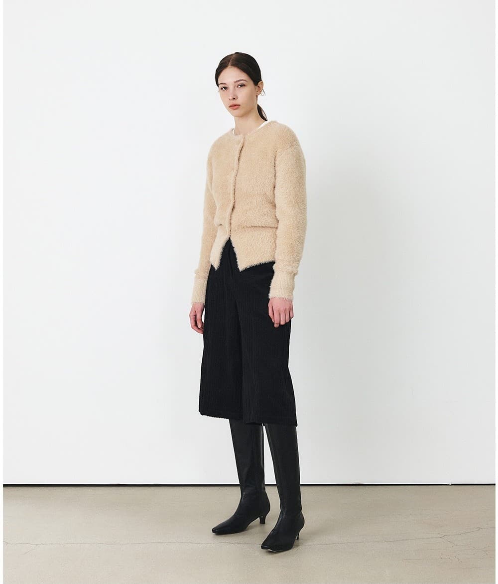TFF FLUFFY ROUND NECK KNIT CARDIGAN_BEIGE — vue 8