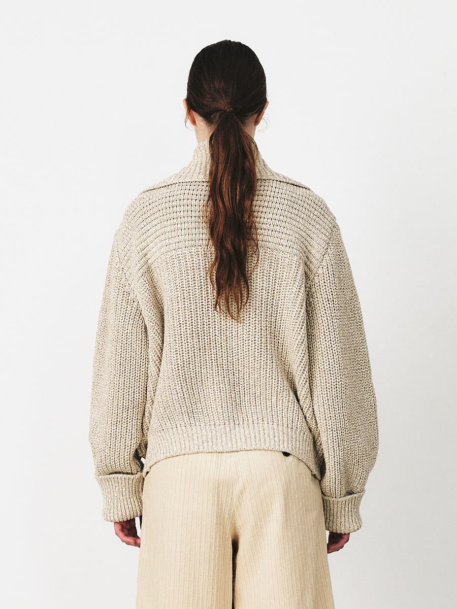 TFF COTTON COLLAR KNIT JACKET_MUILT BEIGE — vue 3