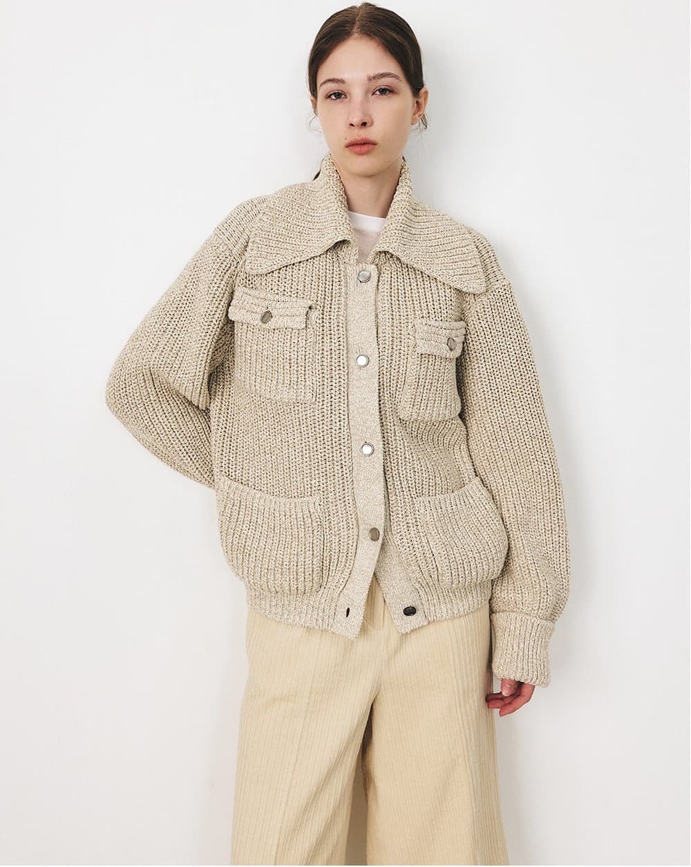 TFF COTTON COLLAR KNIT JACKET_MUILT BEIGE — vue 9