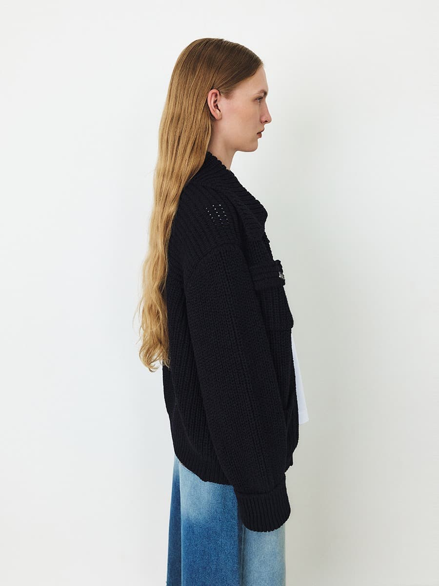TFF COTTON COLLAR KNIT JACKET_MUILT NAVY — vue 2