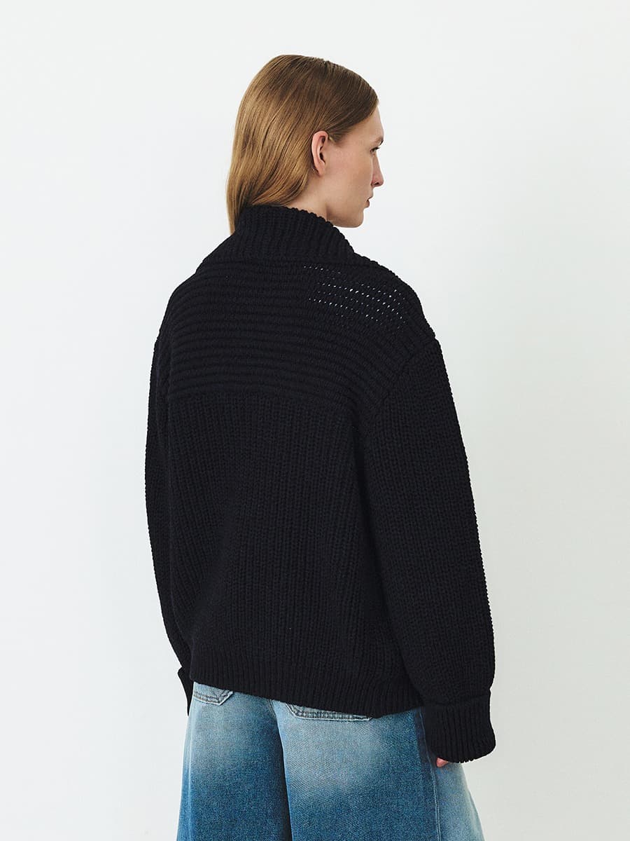 TFF COTTON COLLAR KNIT JACKET_MUILT NAVY — vue 3