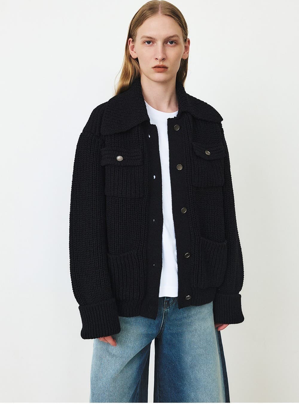 TFF COTTON COLLAR KNIT JACKET_MUILT NAVY — vue 6