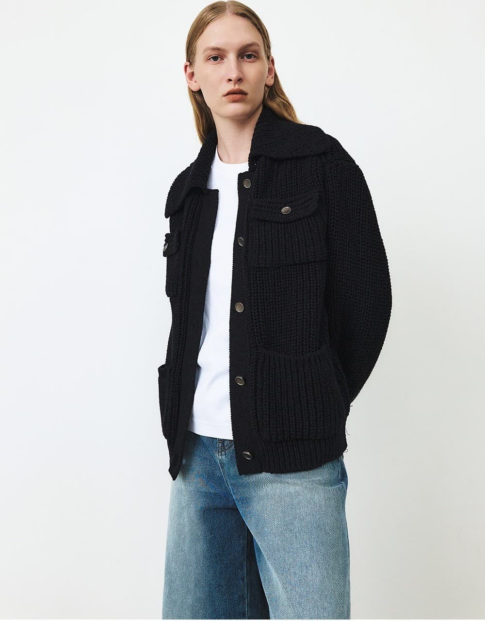 TFF COTTON COLLAR KNIT JACKET_MUILT NAVY — vue 8