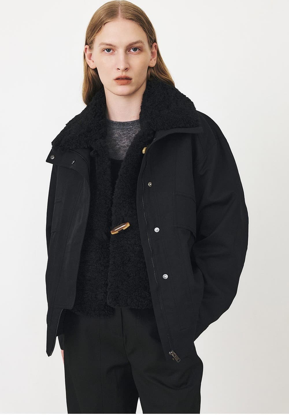 TFF DIVIDED FUR LAYER BOMBER_BLACK — vue 4