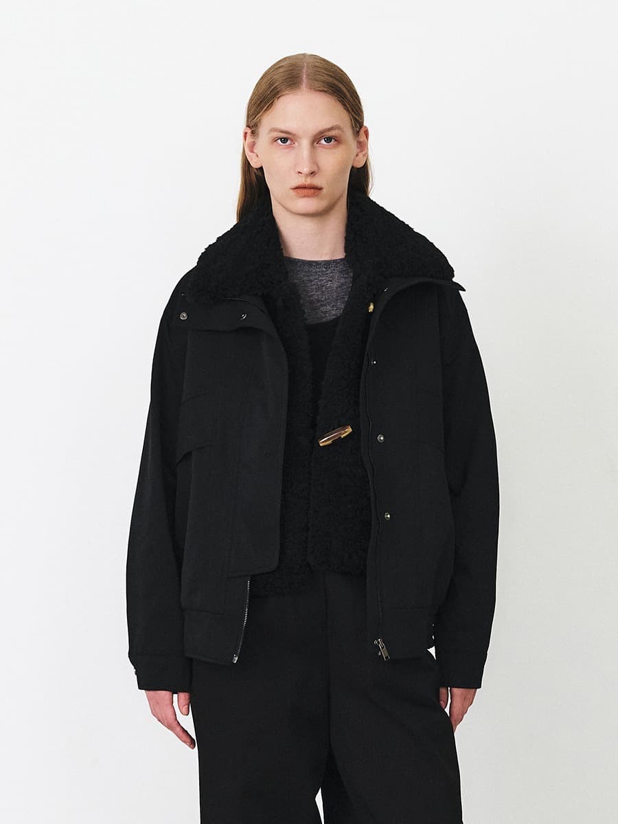TFF DIVIDED FUR LAYER BOMBER_BLACK — vue 1