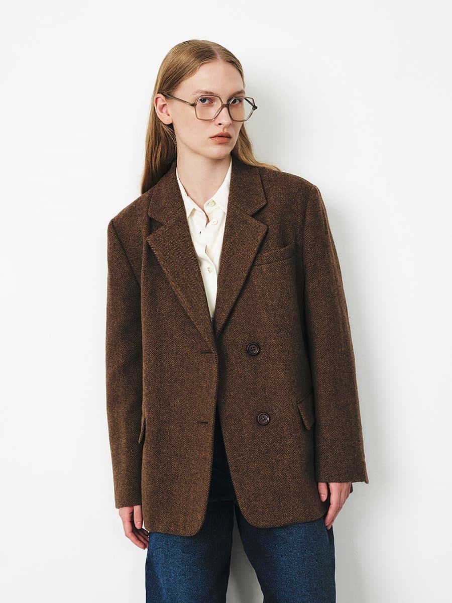 TFF HERRINGBONE WOOL BLAZER_BROWN — vue 3