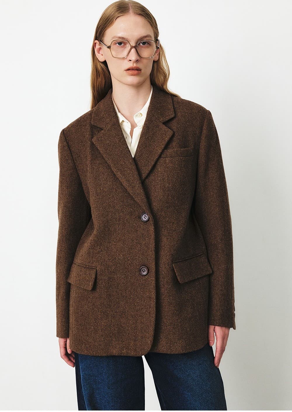 TFF HERRINGBONE WOOL BLAZER_BROWN — vue 5
