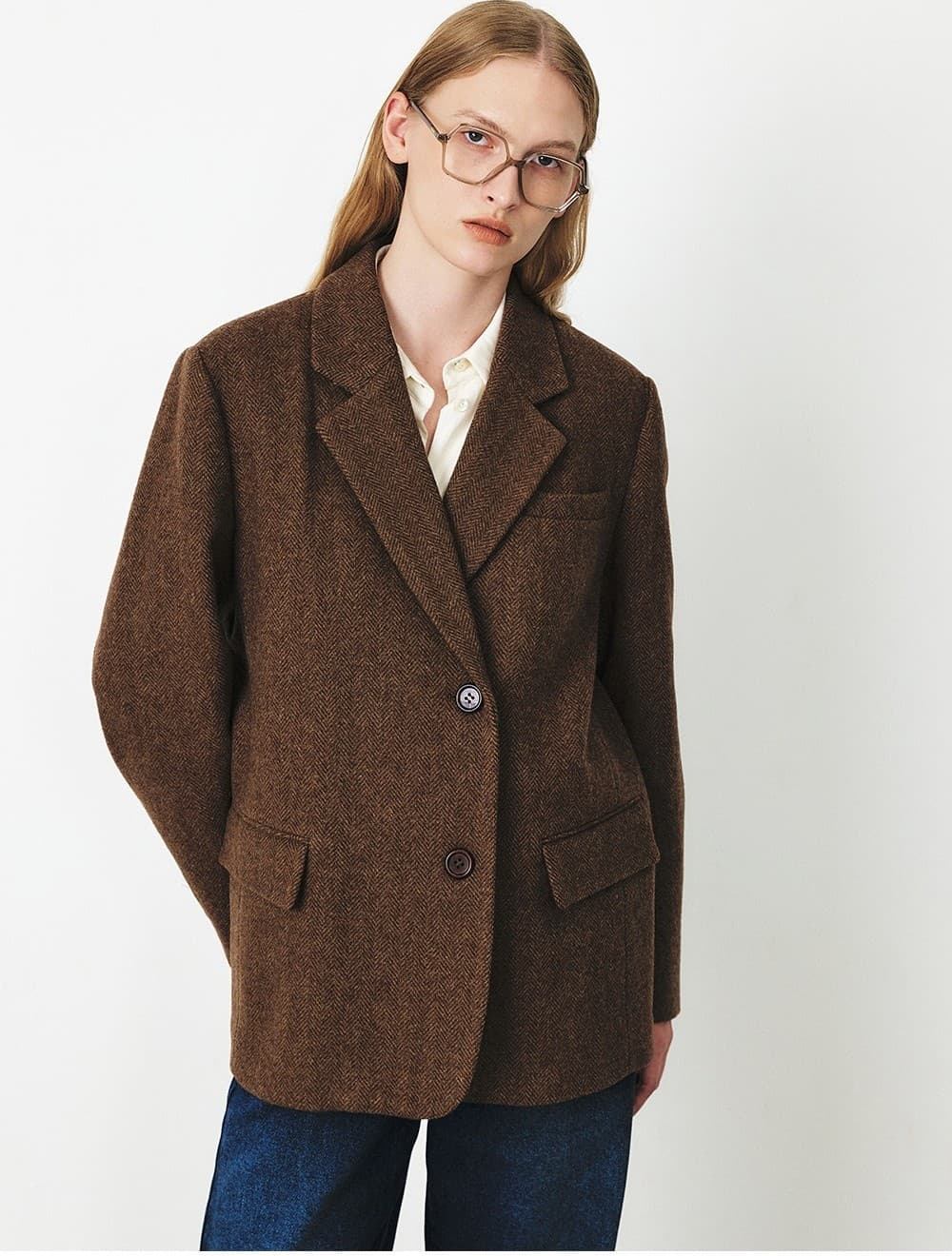 TFF HERRINGBONE WOOL BLAZER_BROWN — vue 6