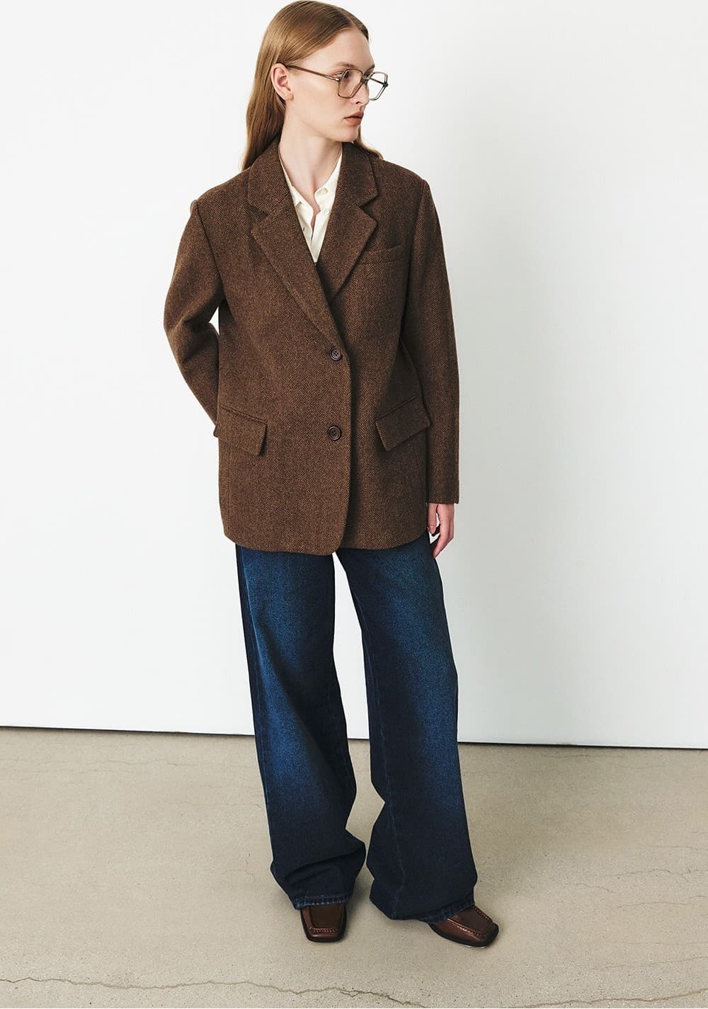 TFF HERRINGBONE WOOL BLAZER_BROWN — vue 9
