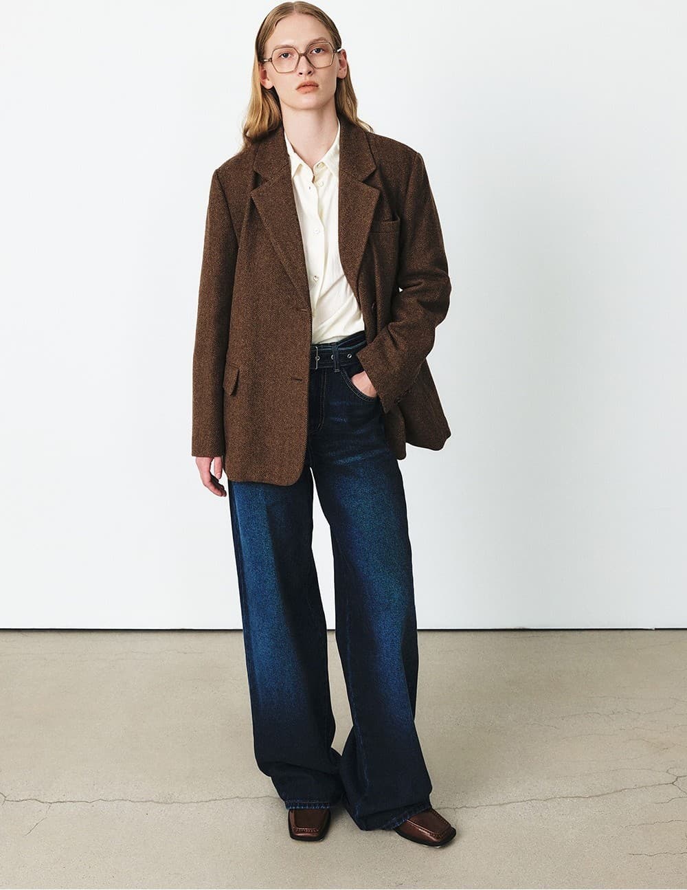 TFF HERRINGBONE WOOL BLAZER_BROWN — vue 10