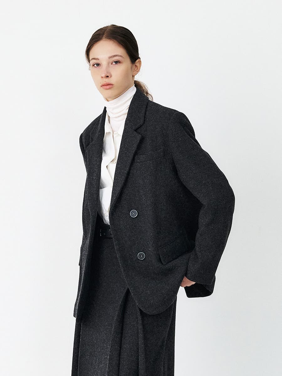 TFF HERRINGBONE WOOL BLAZER_CHARCOAL — vue 3