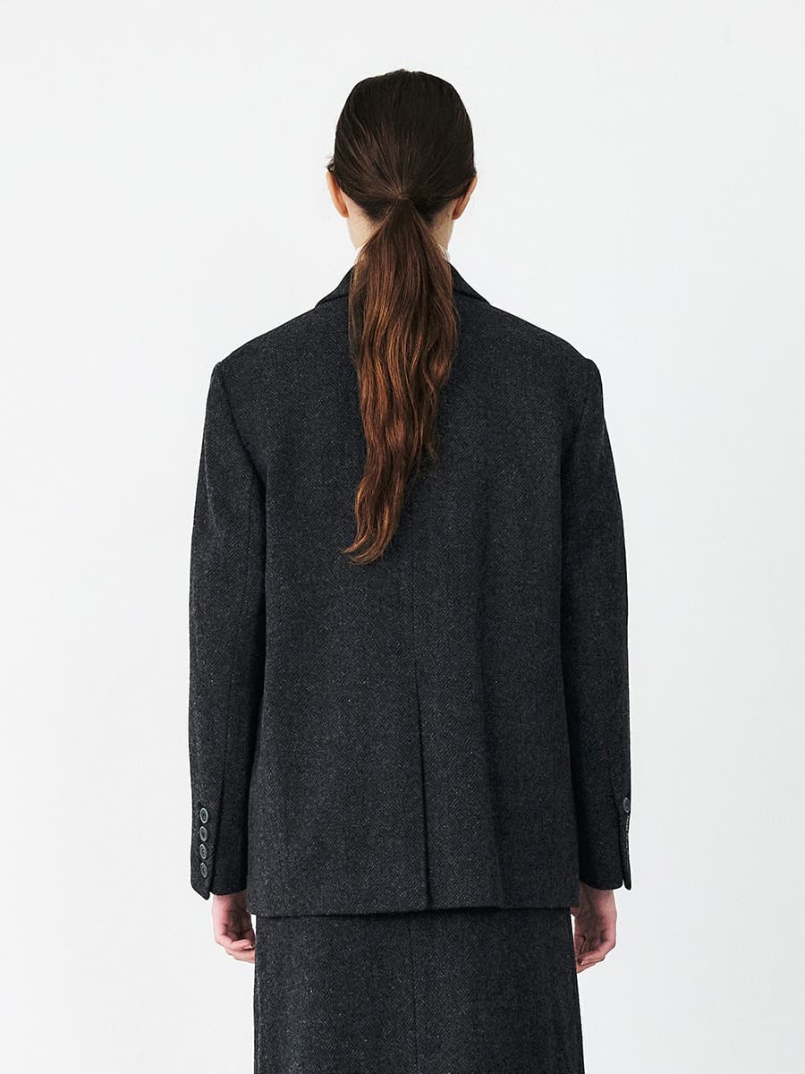 TFF HERRINGBONE WOOL BLAZER_CHARCOAL — vue 4