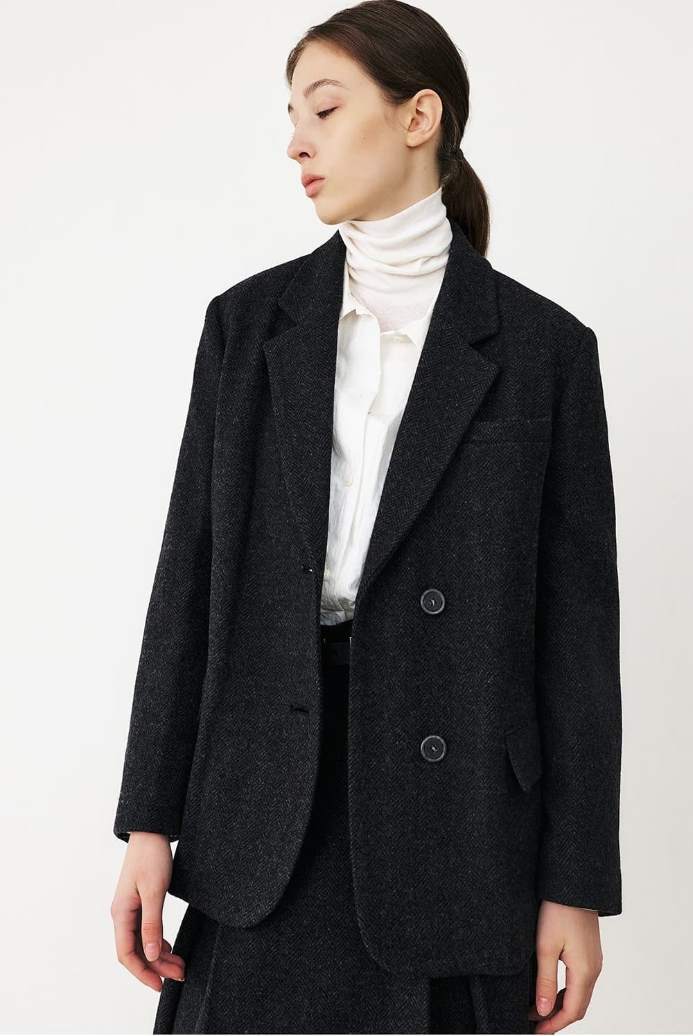 TFF HERRINGBONE WOOL BLAZER_CHARCOAL — vue 8