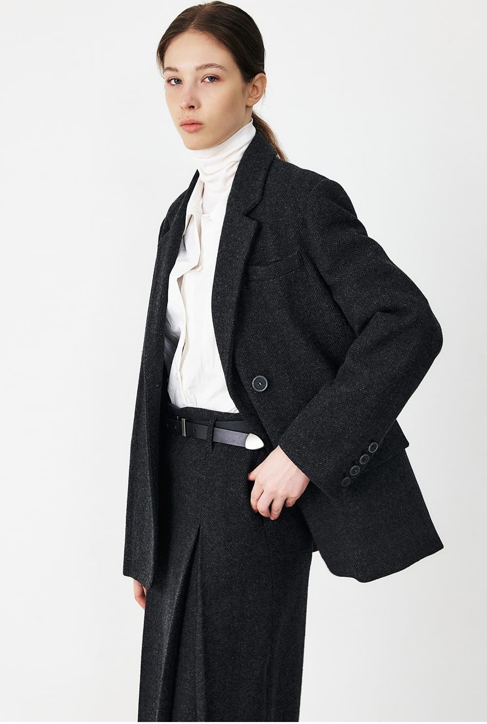 TFF HERRINGBONE WOOL BLAZER_CHARCOAL — vue 10