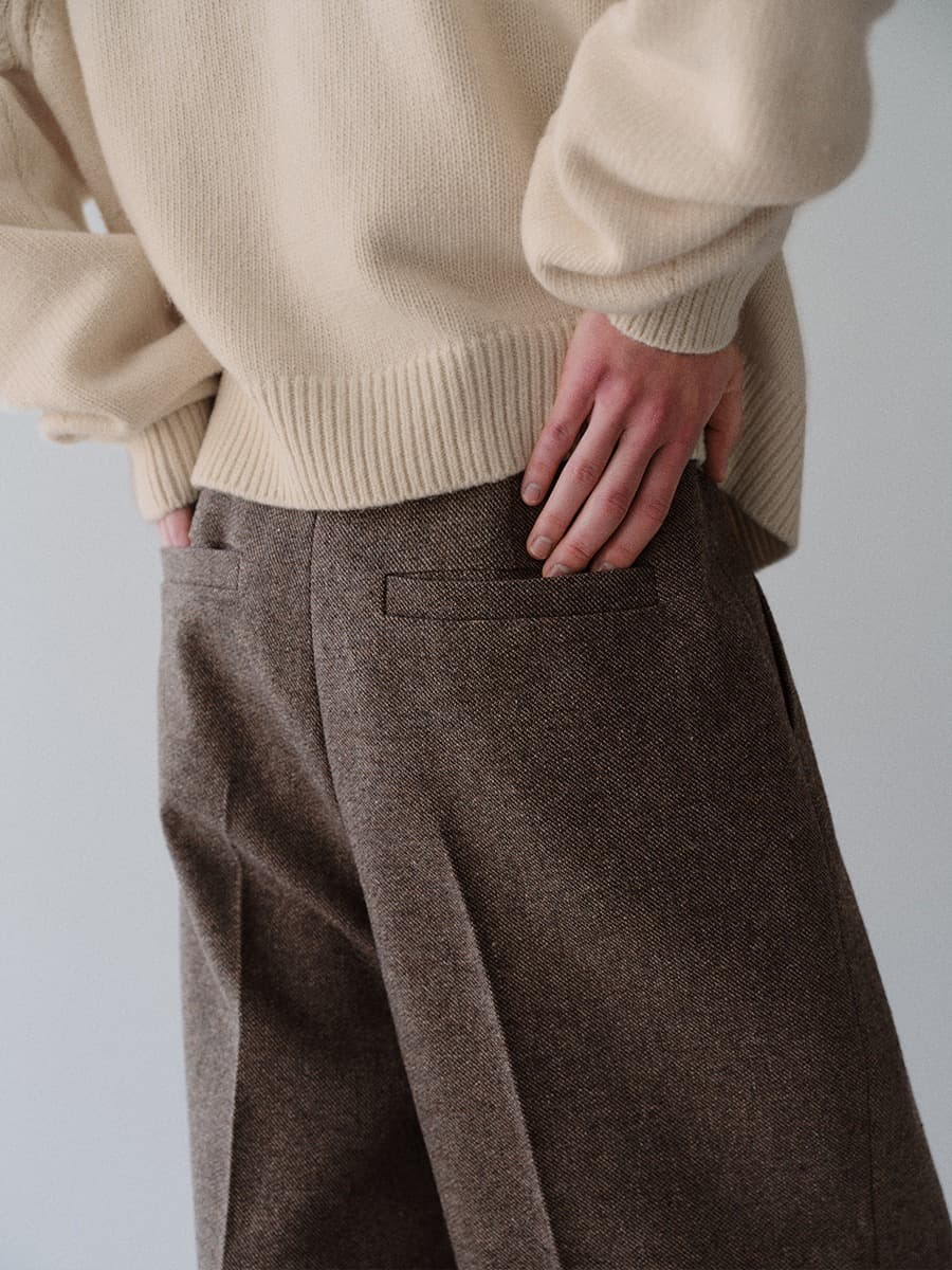 TFW WOOL TWEED WIDE TROUSERS_BROWN TWILL — vue 3