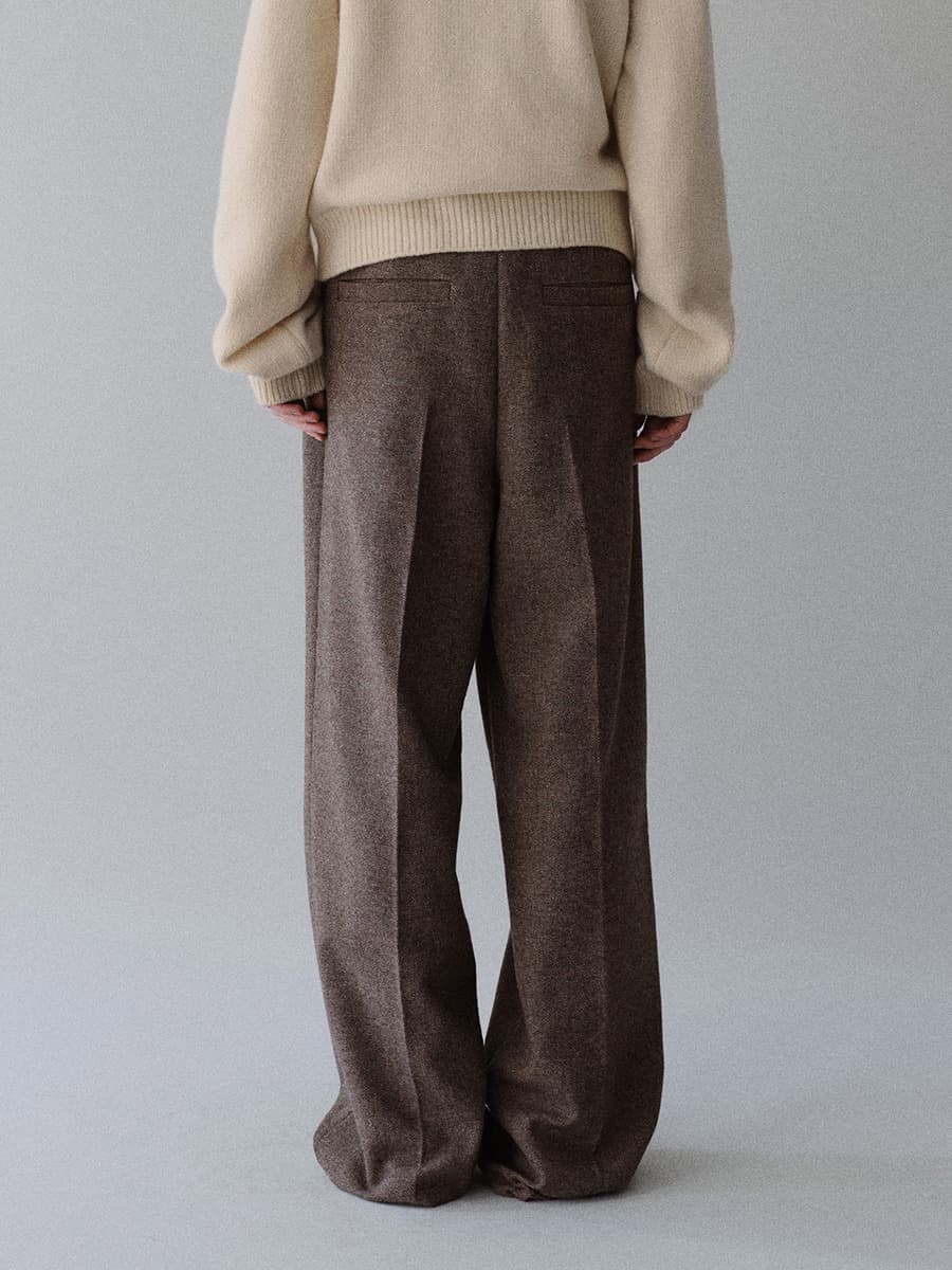 TFW WOOL TWEED WIDE TROUSERS_BROWN TWILL — vue 4