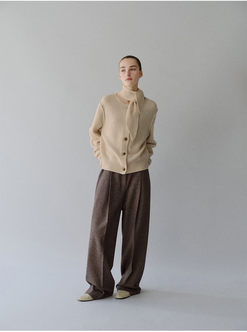 TFW WOOL TWEED WIDE TROUSERS_BROWN TWILL — vue 6