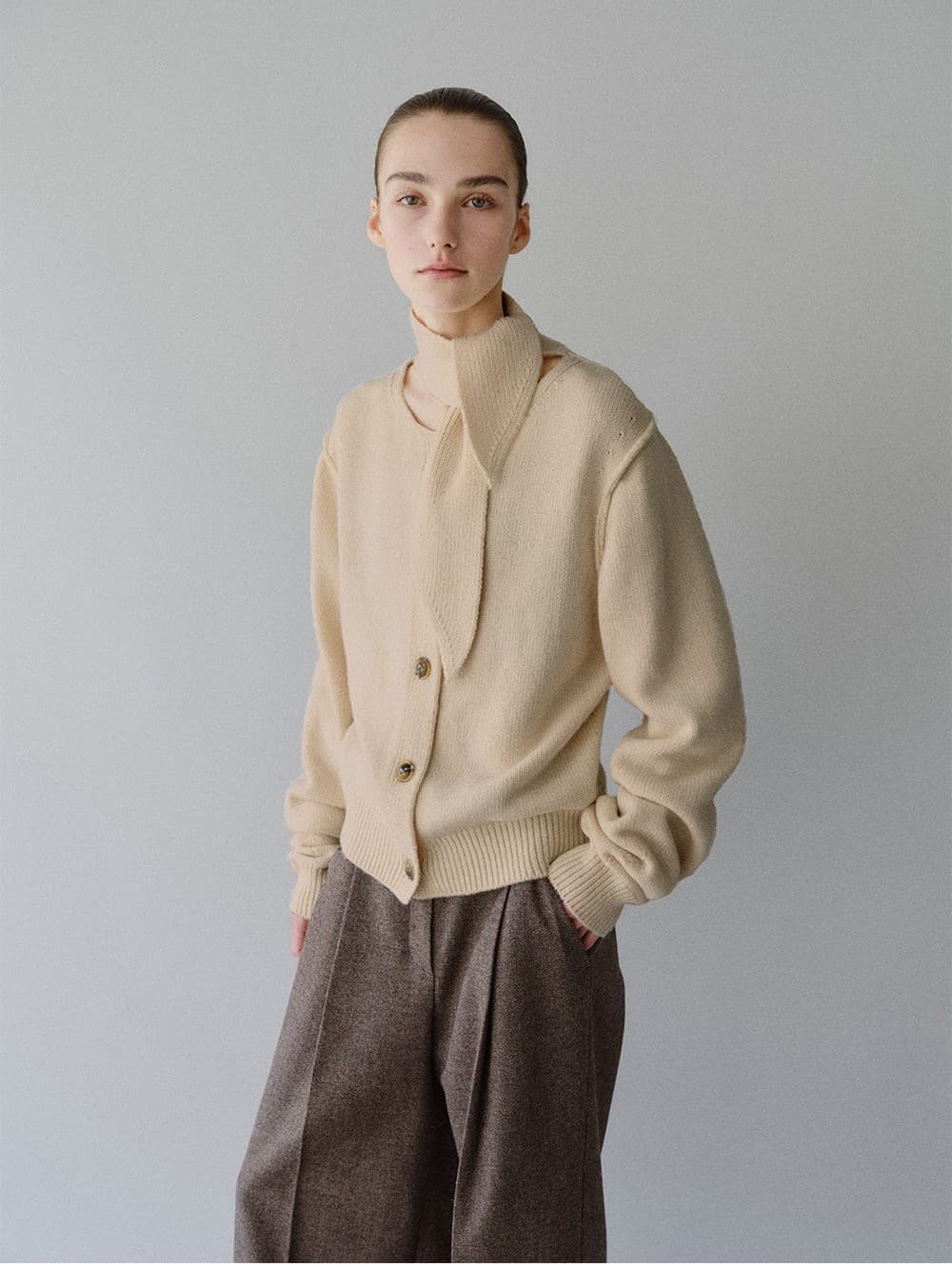 TFW WOOL TWEED WIDE TROUSERS_BROWN TWILL — vue 10