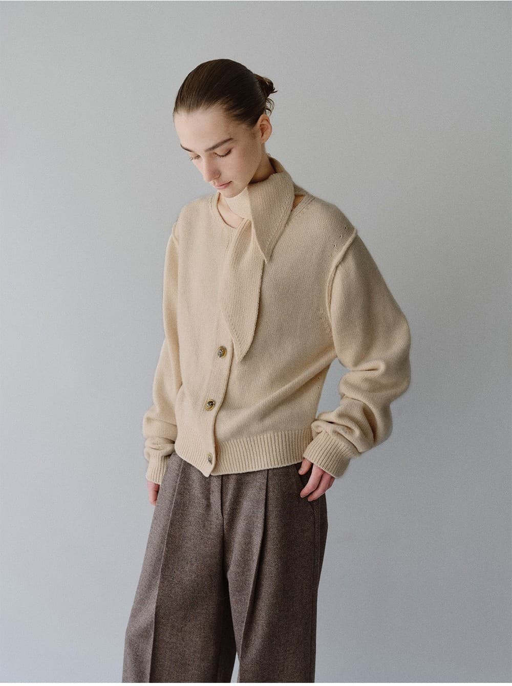 TFW WOOL TWEED WIDE TROUSERS_BROWN TWILL — vue 11