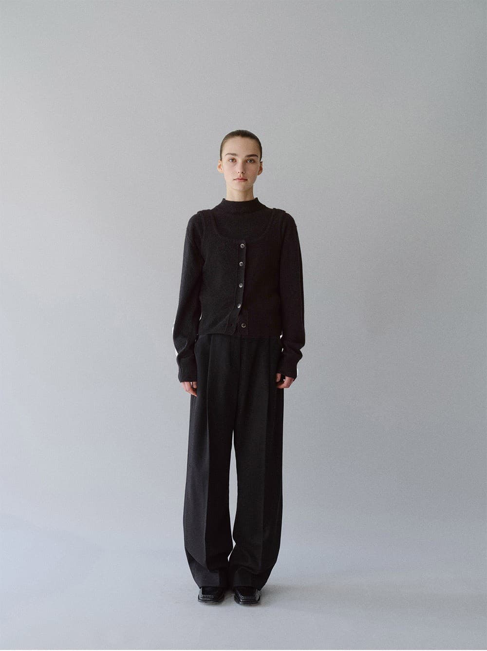 TFW WOOL TWEED WIDE TROUSERS_BLACK — vue 5