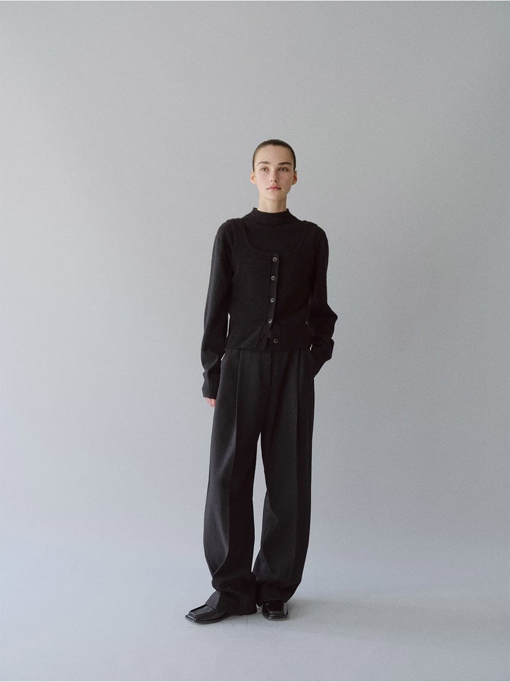 TFW WOOL TWEED WIDE TROUSERS_BLACK — vue 6