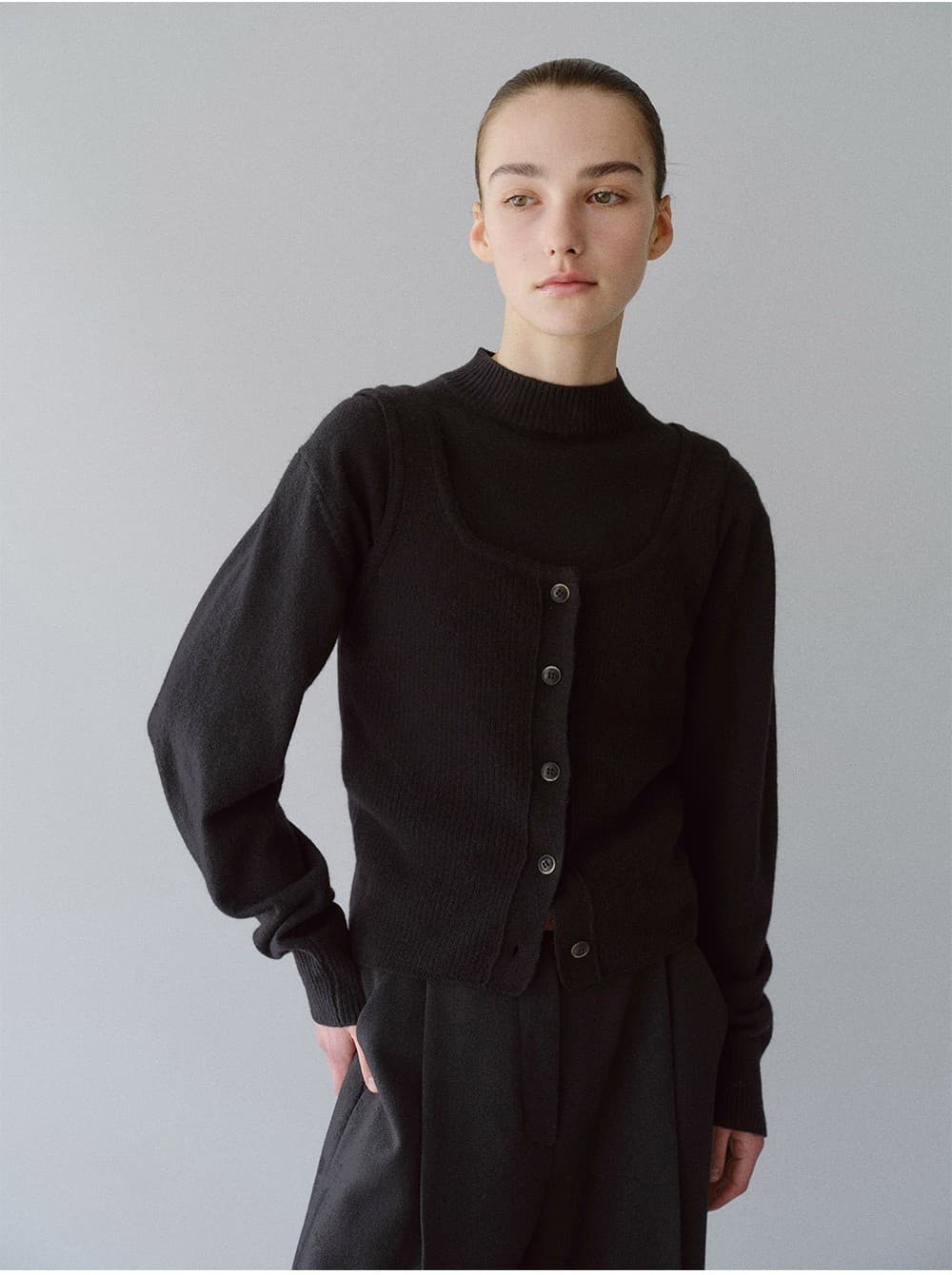 TFW WOOL TWEED WIDE TROUSERS_BLACK — vue 7