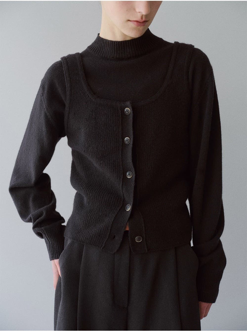 TFW WOOL TWEED WIDE TROUSERS_BLACK — vue 8