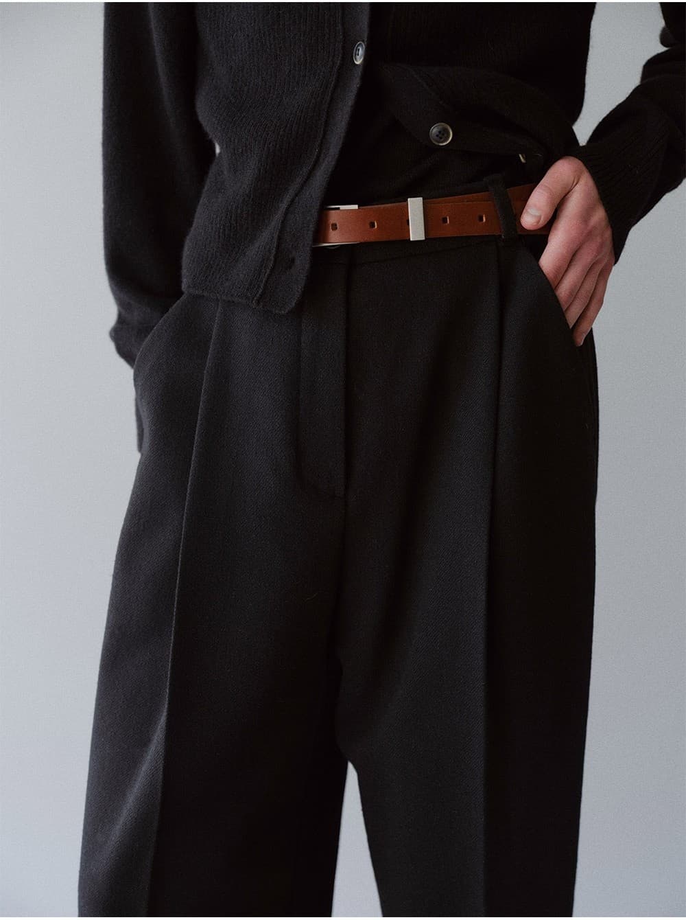 TFW WOOL TWEED WIDE TROUSERS_BLACK — vue 9