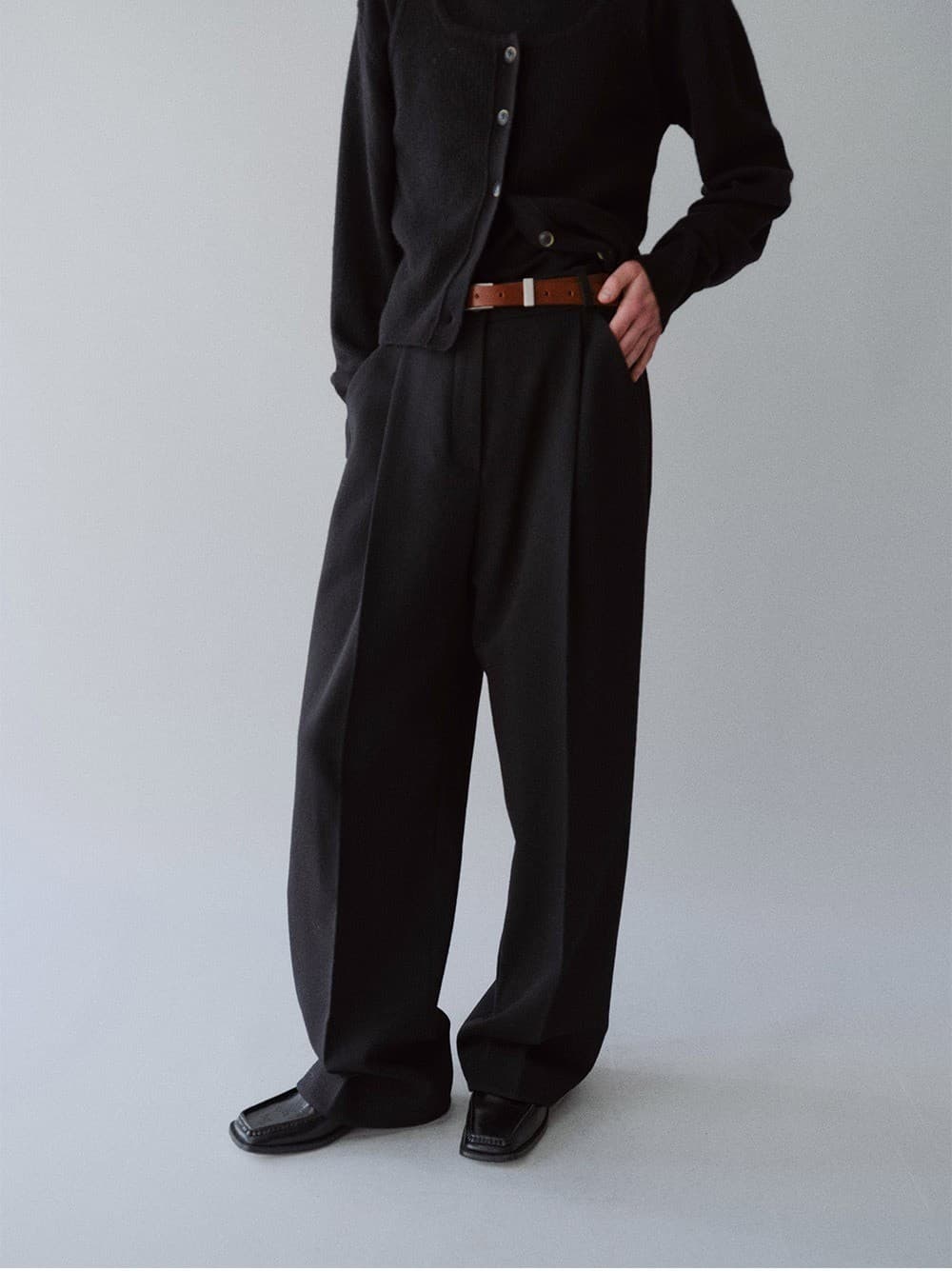 TFW WOOL TWEED WIDE TROUSERS_BLACK — vue 10